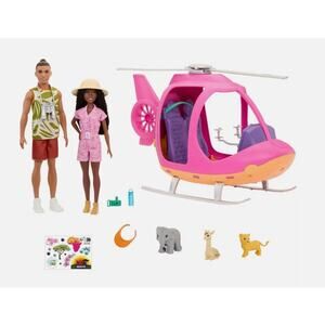 Barbie Pink Passport Kenya Adventure Dolls & Playset with Toy Helicopter NWT